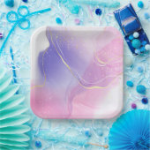 Assiette carrée en papier Licorne Fantaisiste (Fête)