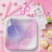 Assiette carrée en papier Licorne Fantaisiste (Fête)