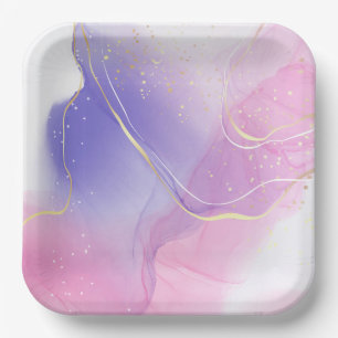 Assiette carrée en papier Licorne Fantaisiste