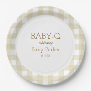 Assiette circulaire bébé Q à carreaux marron 2