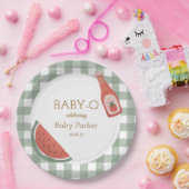 Assiette circulaire bébé-Q à carreaux verts (Fête)