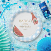 Assiette circulaire bébé-Q en vichy bleu (Fête)
