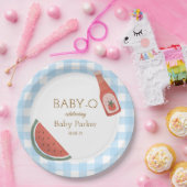 Assiette circulaire bébé-Q en vichy bleu (Fête)