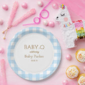 Assiette circulaire bébé Q Gingham bleu 2 (Fête)