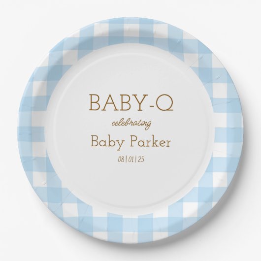 Assiette circulaire bébé Q Gingham bleu 2 (Devant)