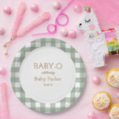 Assiette circulaire bébé-Q Gingham vert 2 (Fête)