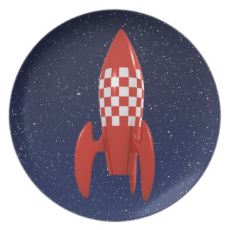 Assiette Cool 3d Retro SciFi Space Rocket