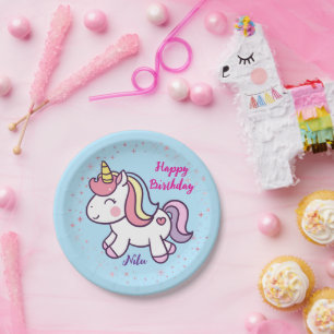 Assiette d'anniversaire de licorne magique