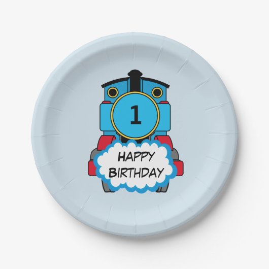 Assiette d'anniversaire garçon Happy Train (Devant)