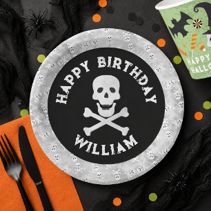Assiette d'anniversaire Skull Crossbones Halloween