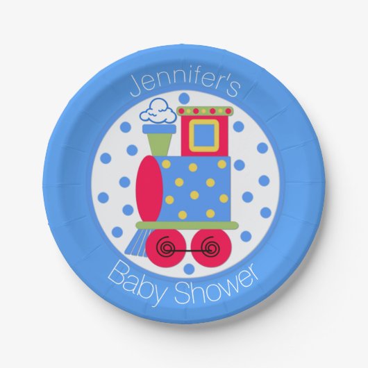 Assiette de Baby Shower Train Choo Choo (Devant)
