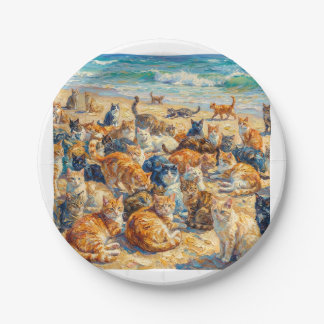 Assiette de chats se détendant sur la plage