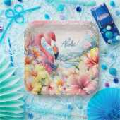 Assiette de design Luau de flamant rose tropical d (Fête)