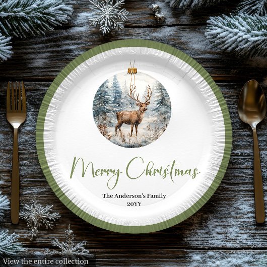 Assiette de dîner botanique de scène de Noël Boho