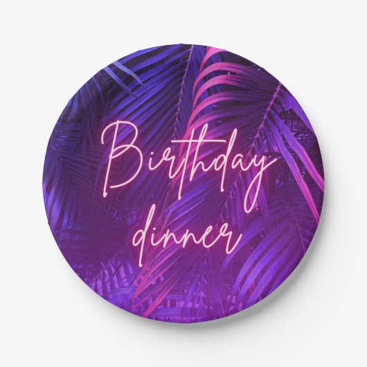 Assiette de dîner d'anniversaire feuille de palmie (Devant)