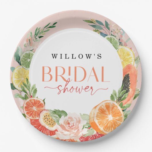 Assiette de faveur de douche de mariage tropicale (Devant)