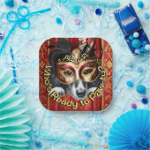 Assiette de fête à masque de teckel | Rouge Or (Fête)