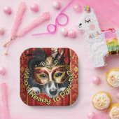 Assiette de fête à masque de teckel | Rouge Or (Fête)