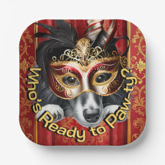 Assiette de fête à masque de teckel | Rouge Or