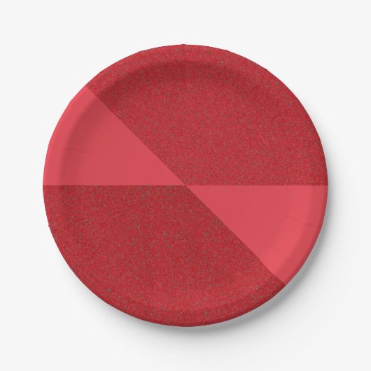 Assiette de fête à texture divisée rouge tomate –  (Devant)