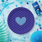 Assiette de fête bleu et marron à pois (Fête)