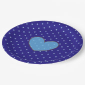 Assiette de fête bleu et marron à pois (Angle)