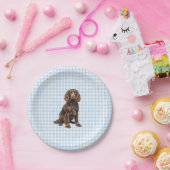 Assiette de fête Boykin, Fête de chien, Gingham bl (Fête)