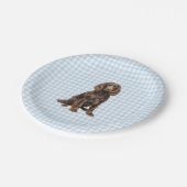 Assiette de fête Boykin, Fête de chien, Gingham bl (Angle)