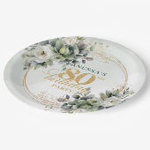 Assiette de fête d'anniversaire 80 ans Greenery Go (Angle)