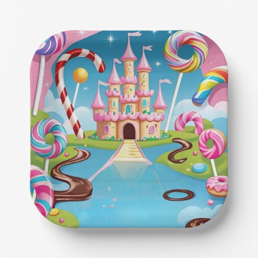 Assiette de fête d'anniversaire Candyland (Recto)