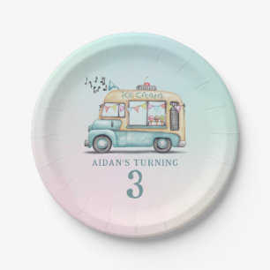 Assiette de fête d'anniversaire de camion de glace