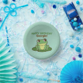 Assiette de fête d'anniversaire de grenouille vert (Fête)