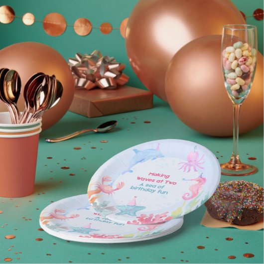 Assiette de fête d'anniversaire Two Deep Ocean (Multi)