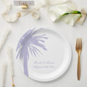 Assiette de fête de mariage de plage violet pâle p