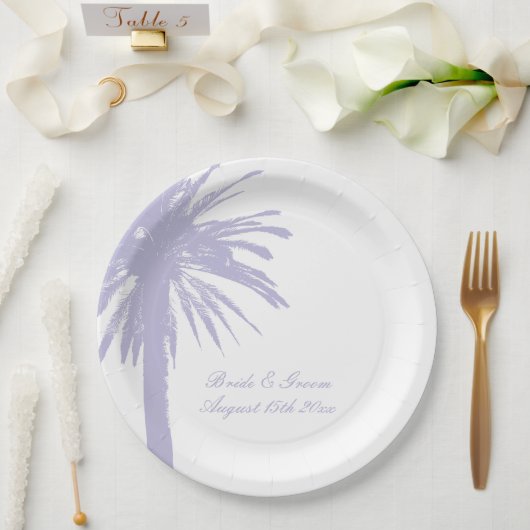 Assiette de fête de mariage de plage violet pâle p (Mariage)