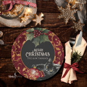 Assiette de fête de Noël de chat noir gothique vic