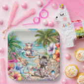 Assiette de fête de plage pour bébé animaux (Fête)