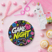 Assiette de fête de soirée de jeu de graffiti néon (Fête)