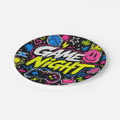 Assiette de fête de soirée de jeu de graffiti néon (Angle)