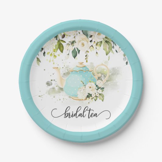 Assiette de fête de thé de mariage - WC bleu (Devant)