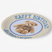 Assiette de fête en forme d'ours en peluche bleu e (Angle)