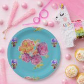 Assiette de fête en papier à motif de rose sarcell (Fête)