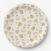 Assiette de fête en papier Citrouille Patch (Devant)