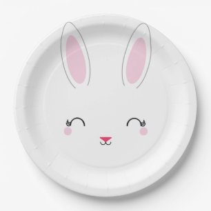 assiette de fête en papier rose BUNNY ANNIVERSAIR