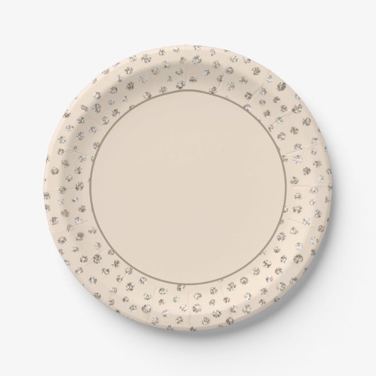 Assiette de fête glamour et scintillante pêche (Devant)