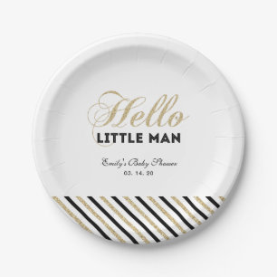 Assiette de fête pour Baby Shower Moderne Or et No