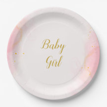 Assiette de fête pour Baby Shower Rose et Or
