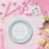 Assiette de fête pour bébé classique en vichy bleu (Fête)