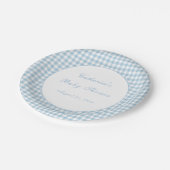 Assiette de fête pour bébé classique en vichy bleu (Angle)