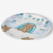 Assiette de fête prénatale Ourson Bleu (Angle)